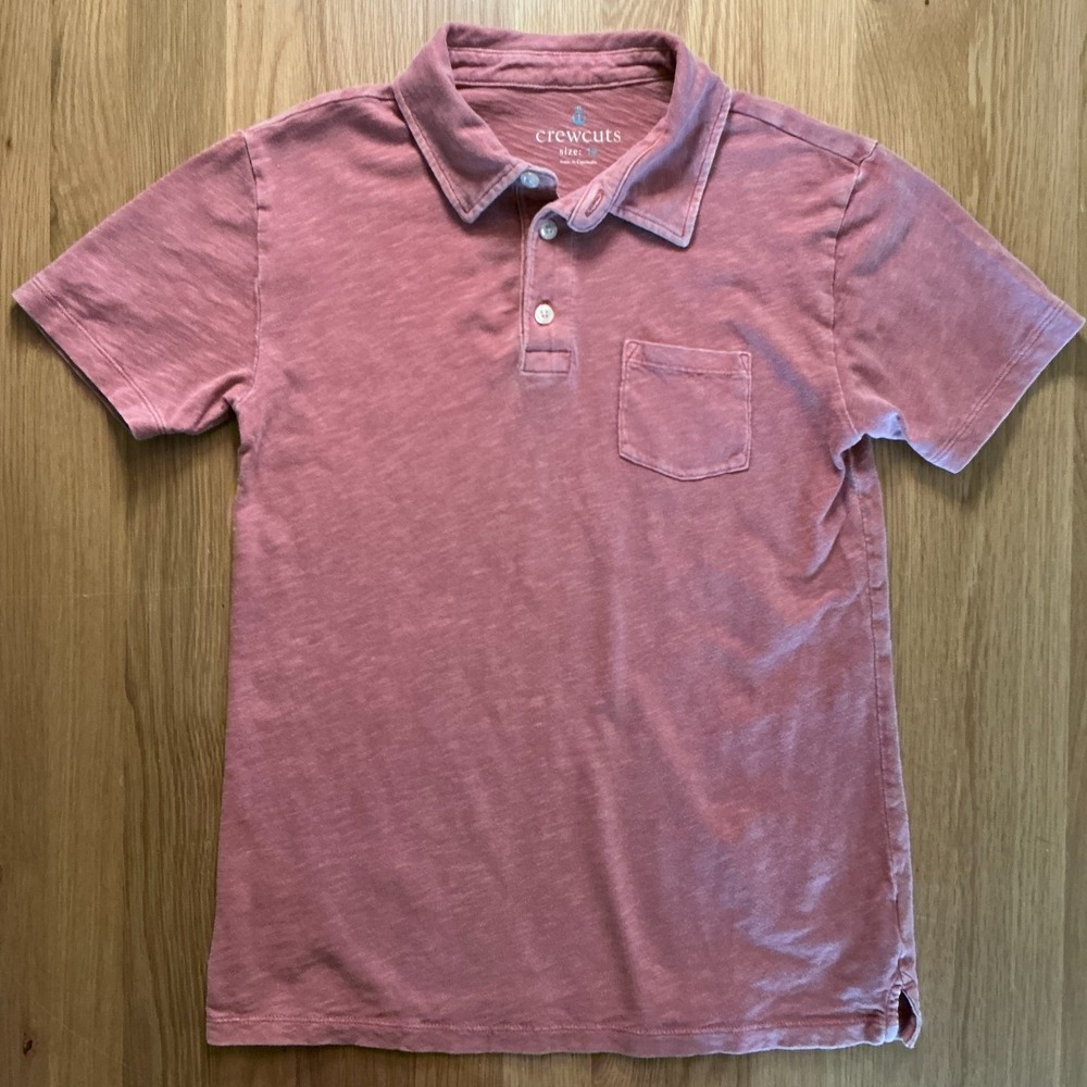 Crewcuts J Crew Polo Shirt Boys Size 12 Pink Heather Cotton Short Sleeve AJ064